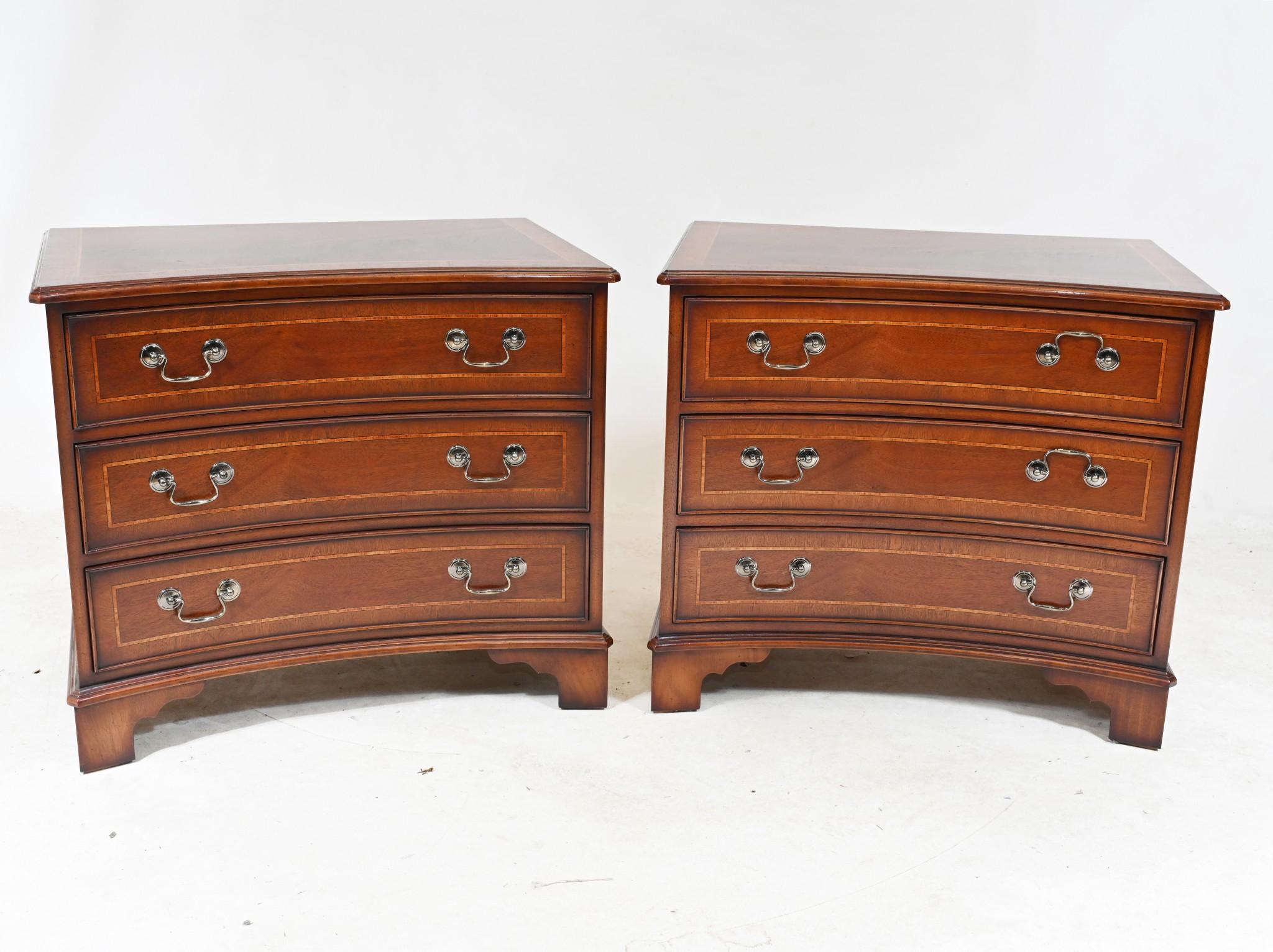 Pair Walnut Bedside Chests Regency Nightstands For Sale 4