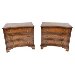 Pair Walnut Bedside Chests Regency Nightstands