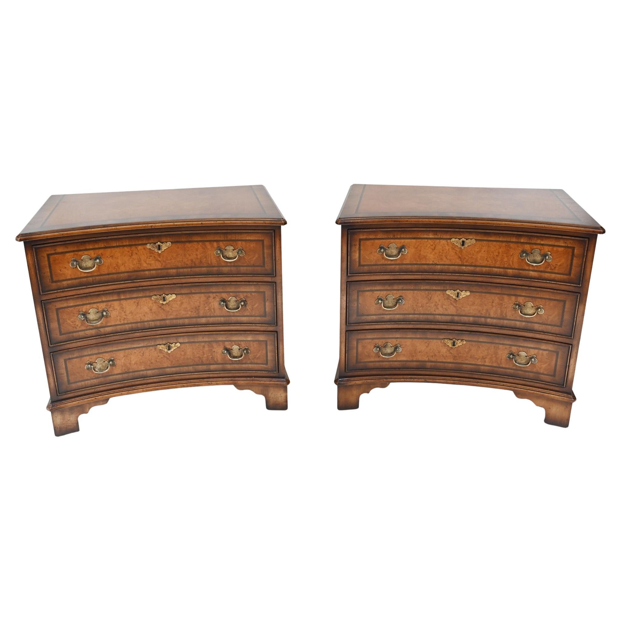 Pair Walnut Bedside Chests Regency Nightstands