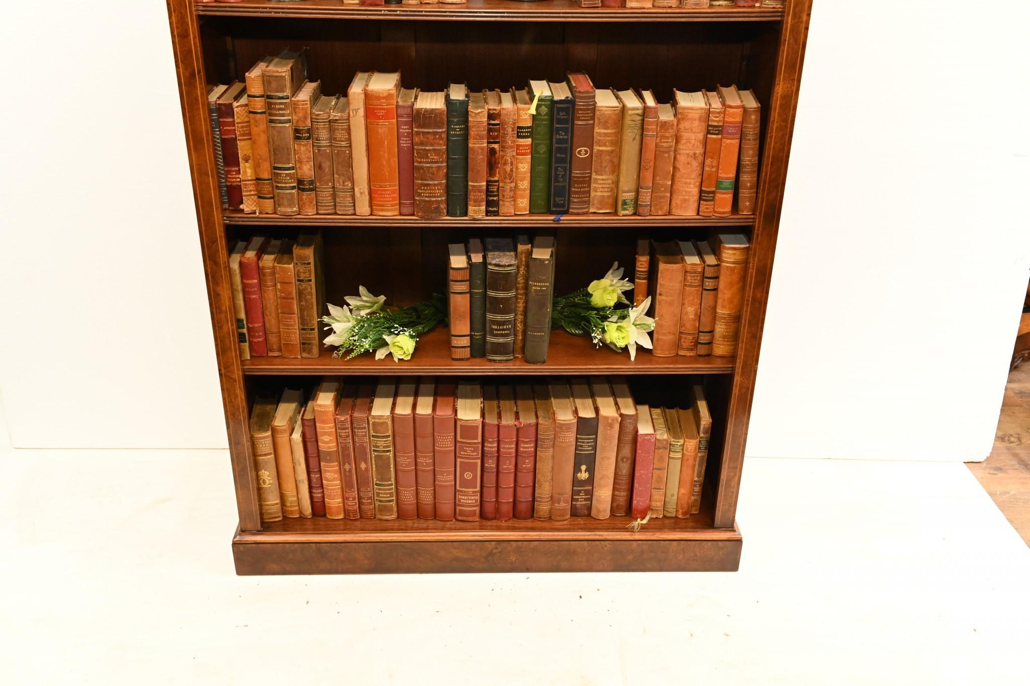 Pair Walnut Bookcases - Regency Sheraton Open Front For Sale 7