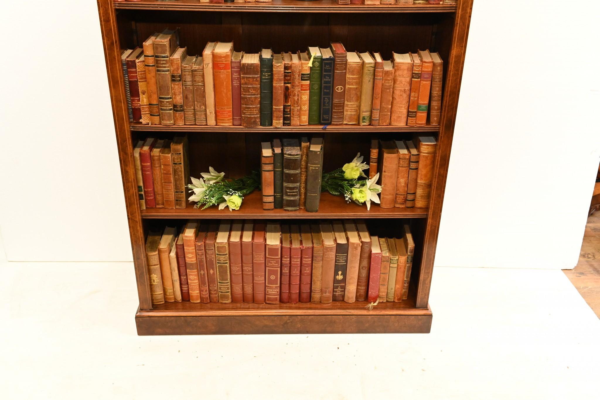 Pair Walnut Bookcases - Regency Sheraton Open Front For Sale 1