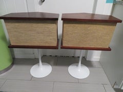 Pair of Walnut Bose Speakers Equalizer Tulip Base by Eero Saarinen