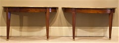Pair of Walnut Brass-Edged Demilune Wall-Mounted Consoles, Italy, circa 1815