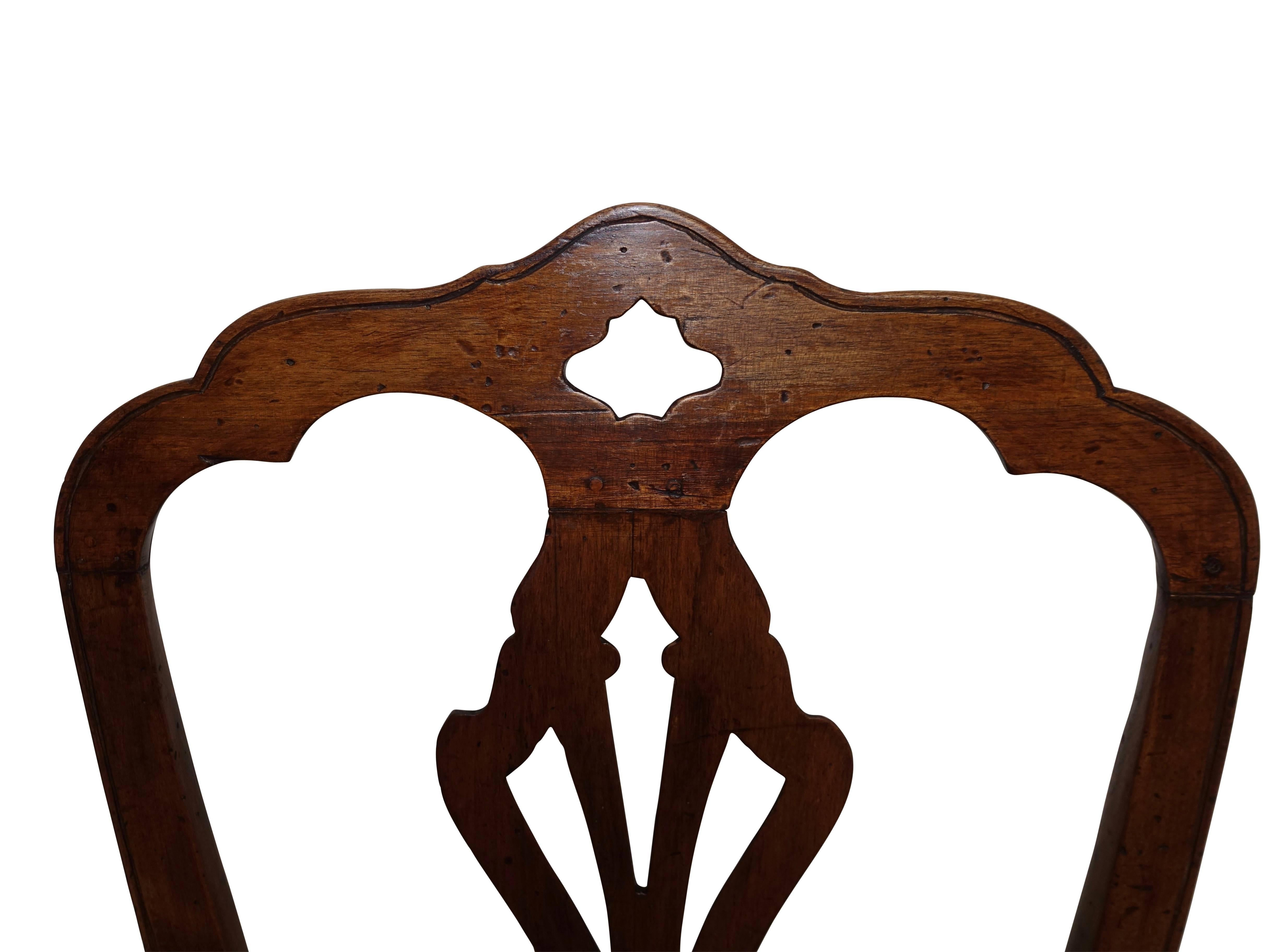 Pair of Walnut Carved Armchairs Italian 19th Century In Excellent Condition In San Francisco, CA