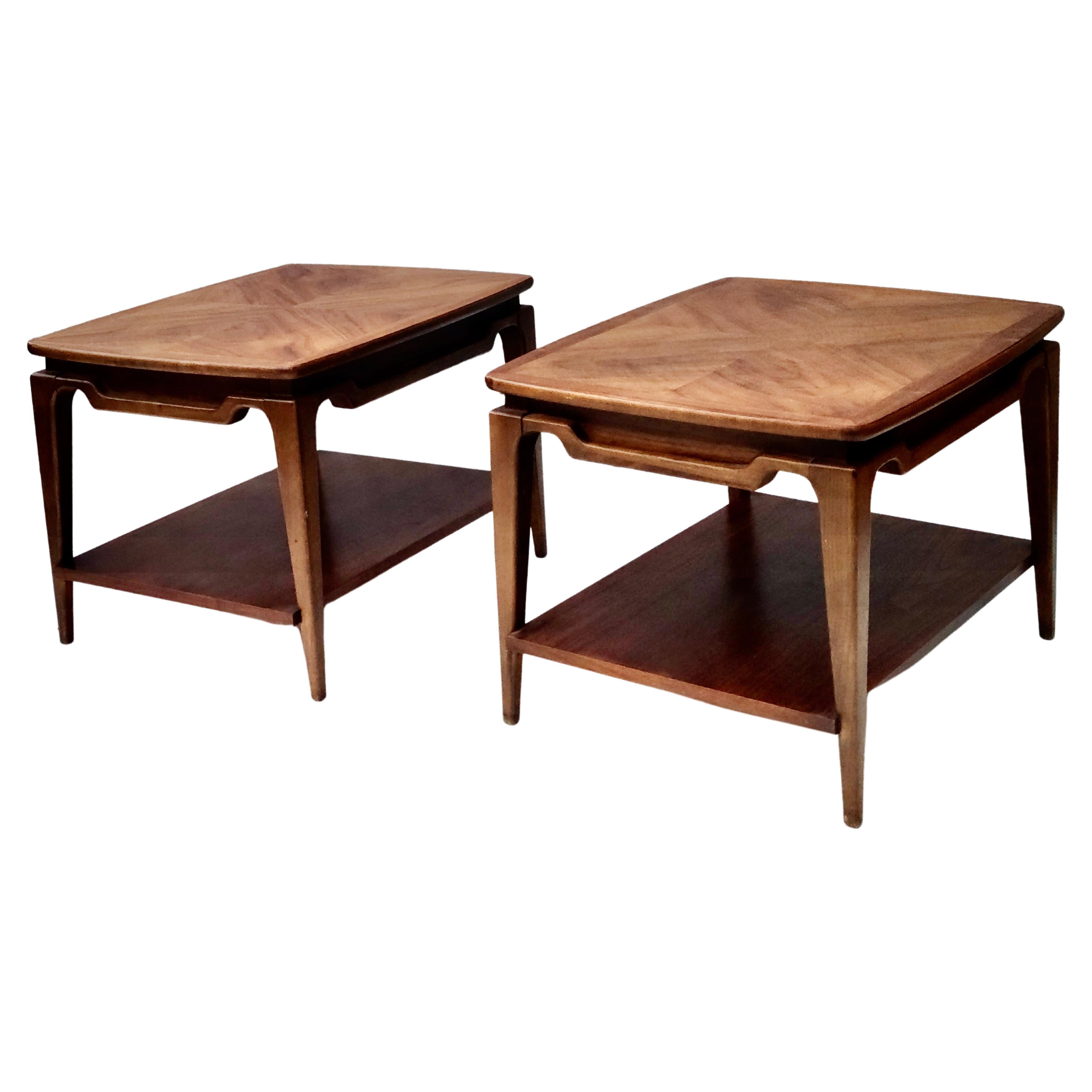 Pair Sculpted Walnut End Tables by Lane Style of Adrian Pearsall 8