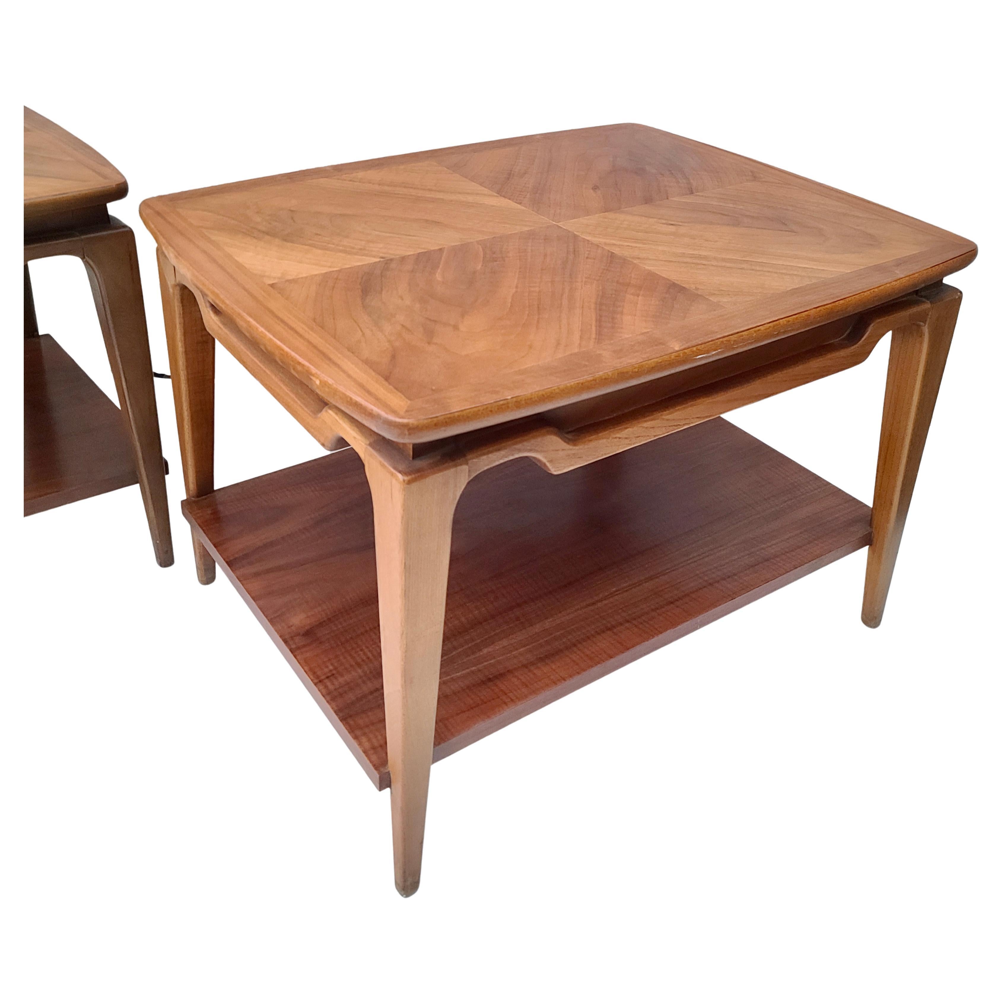 Mid-20th Century Pair Sculpted Walnut End Tables by Lane Style of Adrian Pearsall