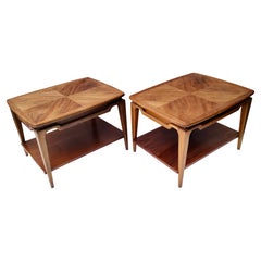 Pair Sculpted Walnut End Tables by Lane Style of Adrian Pearsall