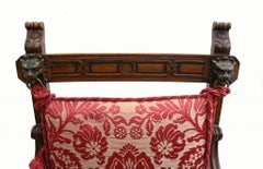 Pair Walnut French Arm Chairs Carved Farmhouse Fauteuil