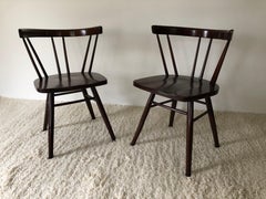 Pair of Vintage Walnut Spindle Back Chairs in the style of Nakashima