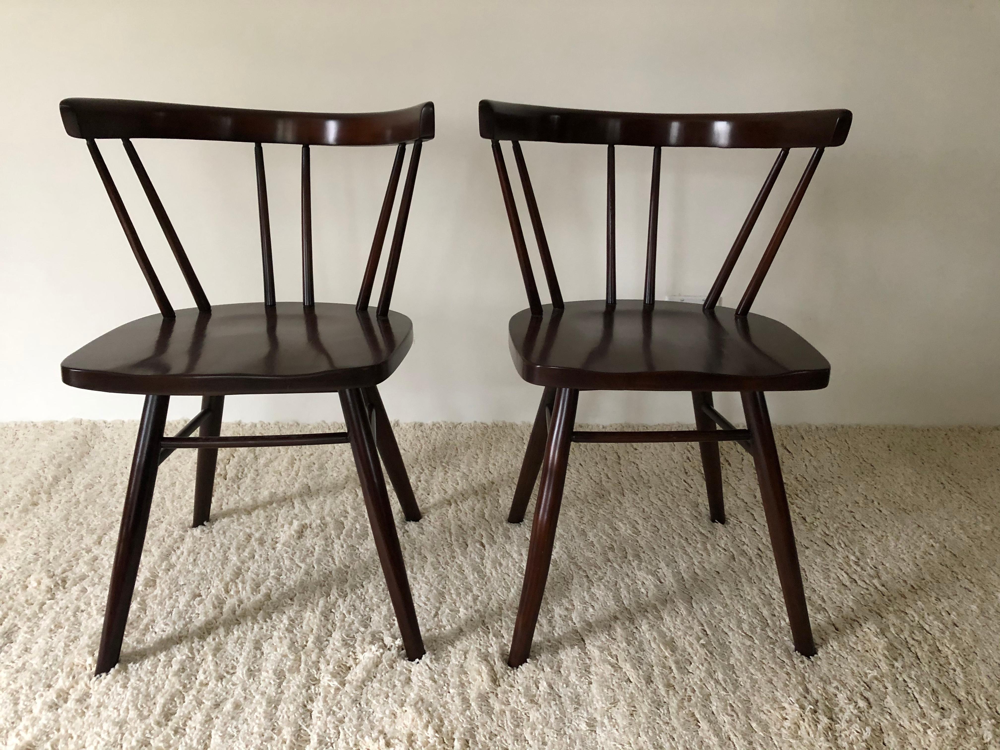 Mid-Century Modern Pair of Walnut Nakashima Style Midcentury Chairs For Sale