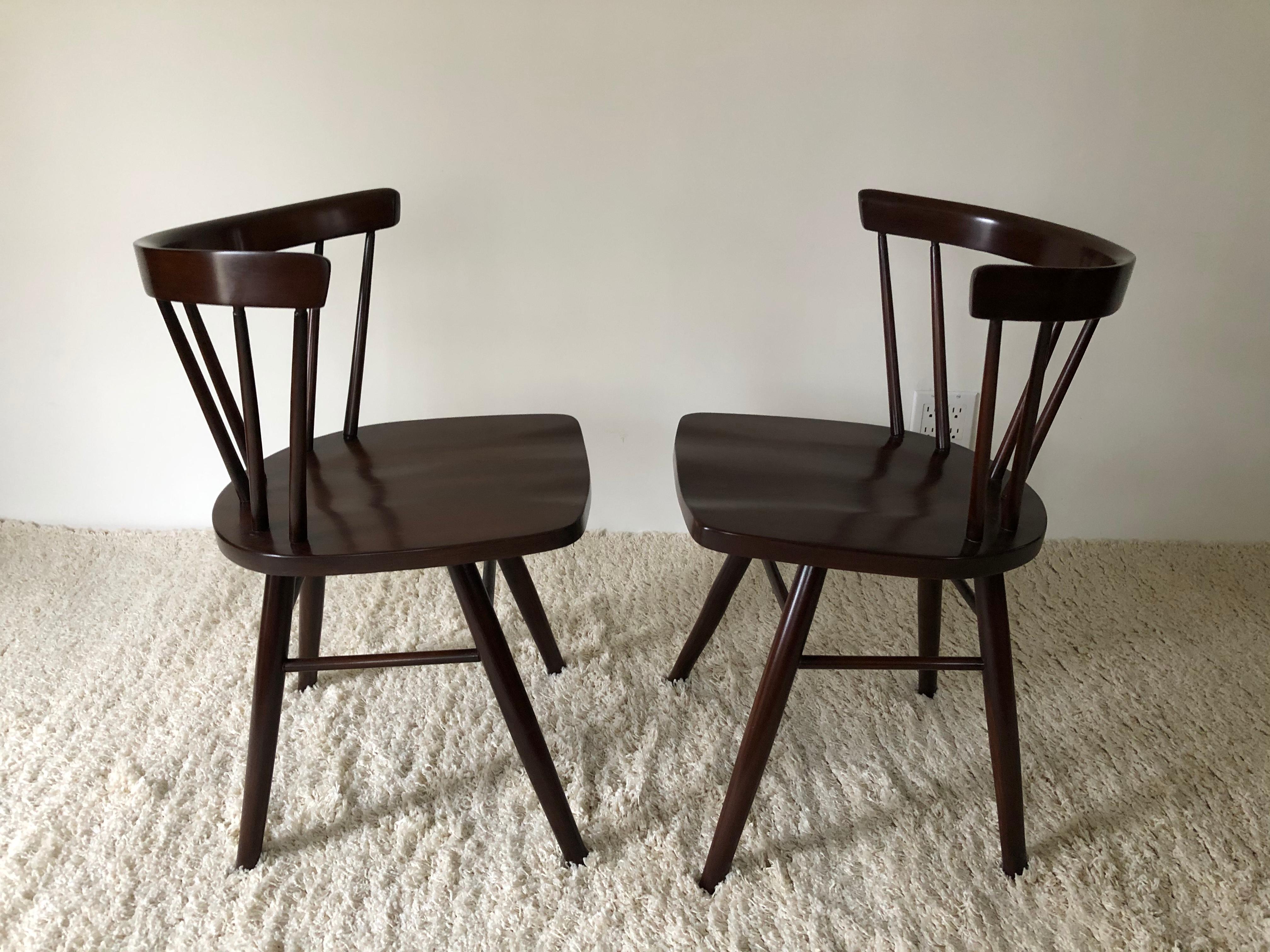 20th Century Pair of Walnut Nakashima Style Midcentury Chairs For Sale