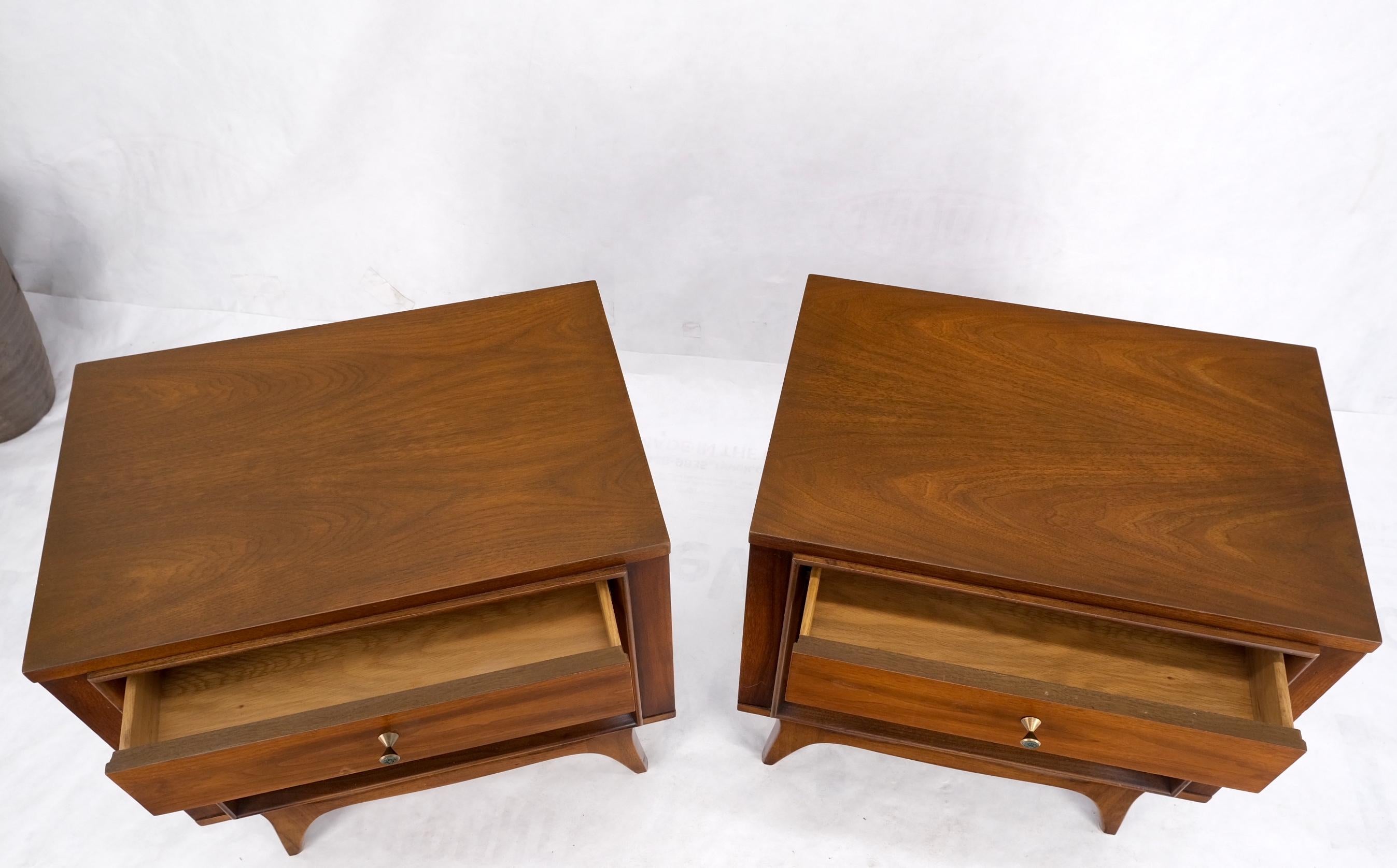 Pair Walnut One Drawer Mid-Century Modern End Tables Night Stands Mint! For Sale 12