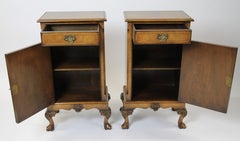 Pair Walnut Queen Anne style  Bedside Cupboards circa 1930s