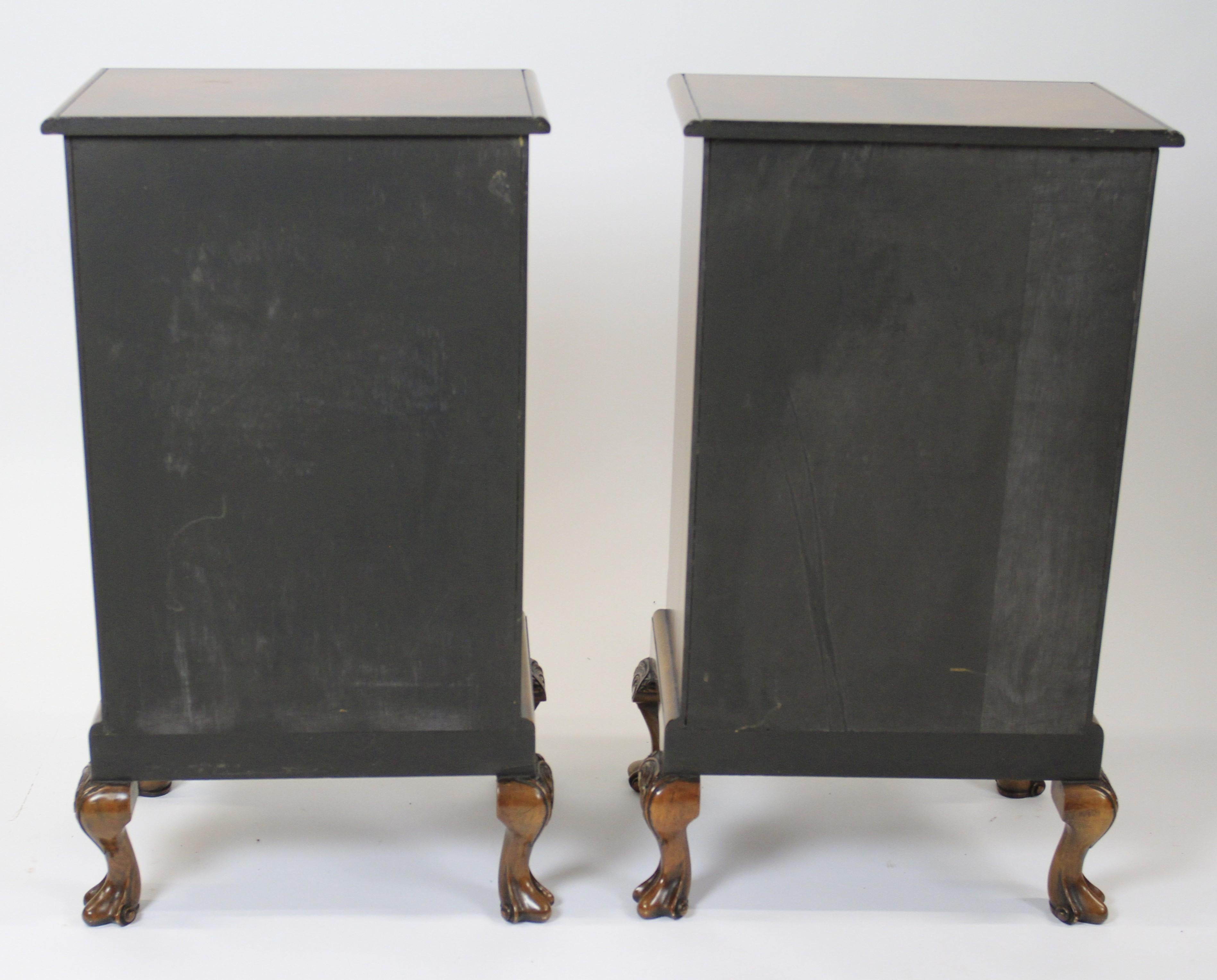 Polished Pair Walnut Queen Anne style  Bedside Cupboards circa 1930s For Sale