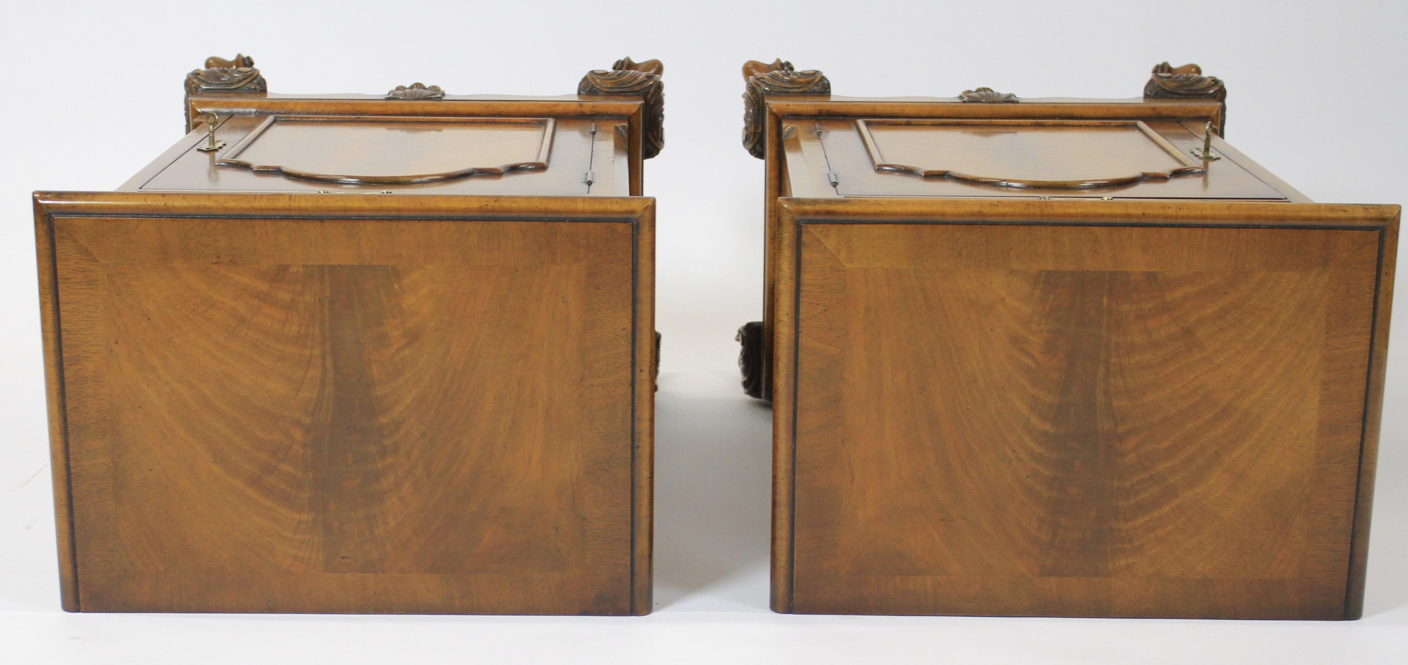 Mid-20th Century Pair Walnut Queen Anne style  Bedside Cupboards circa 1930s For Sale