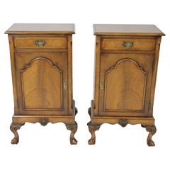 Pair Walnut Queen Anne style  Bedside Cupboards circa 1930s