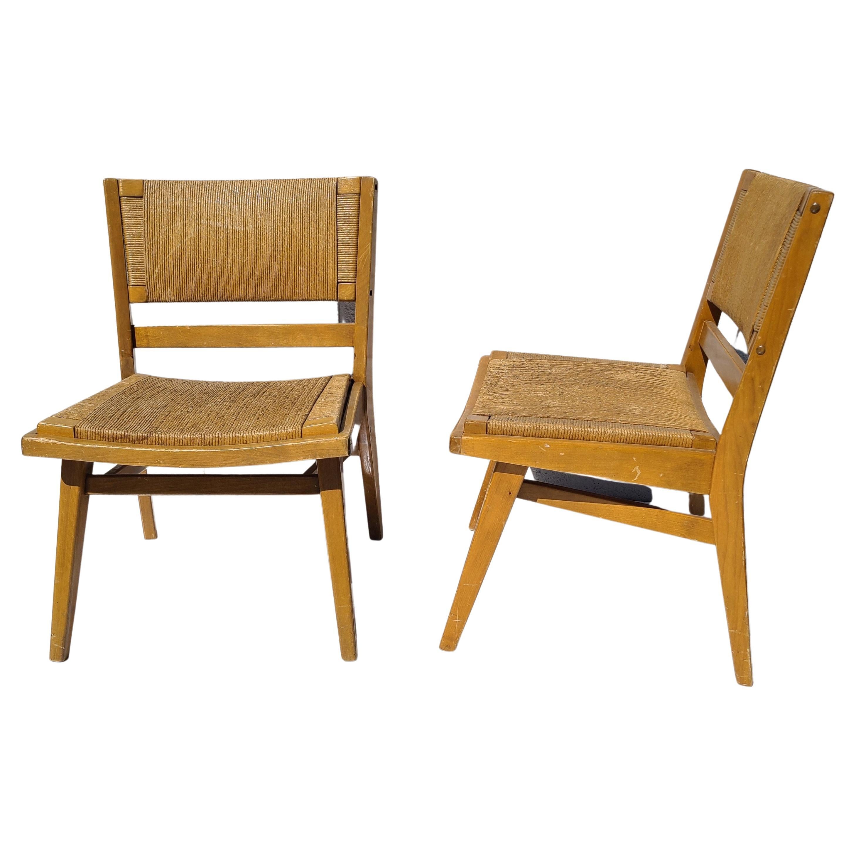 Rush Pair Walnut Tacoma Chairs by Warner Cleveland