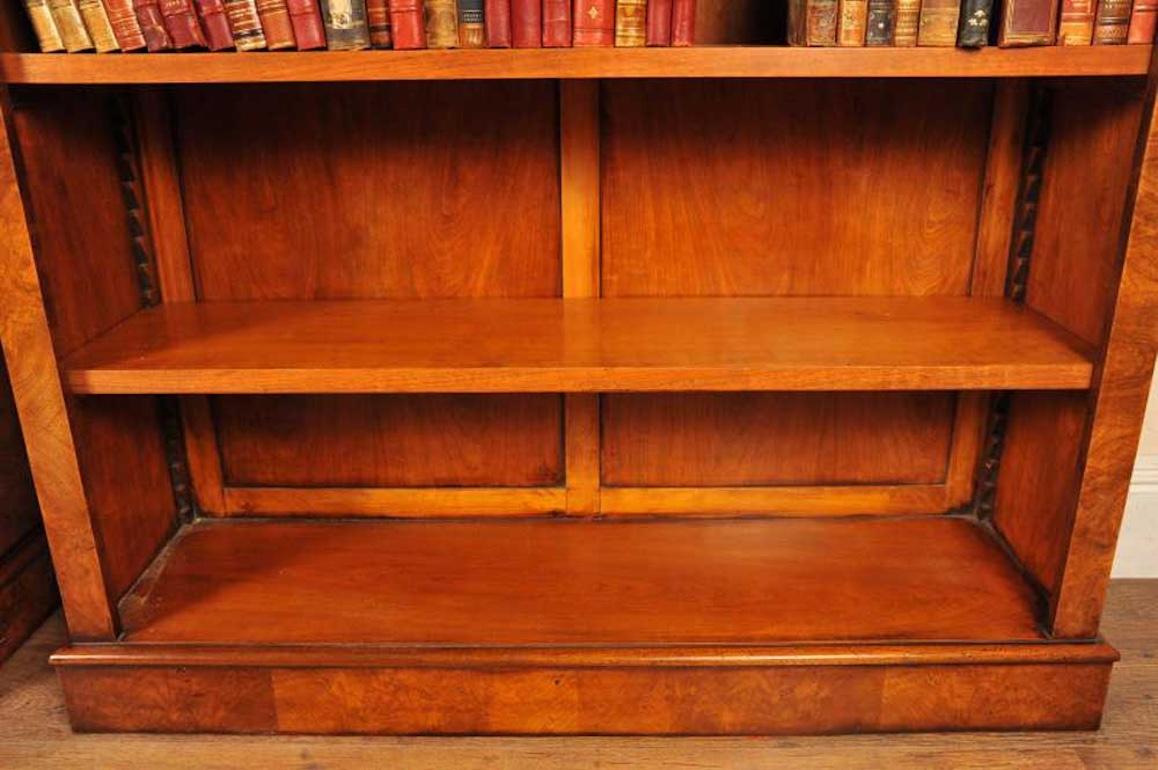 Pair Walnut Victorian Bookcases Open Book Case For Sale 2