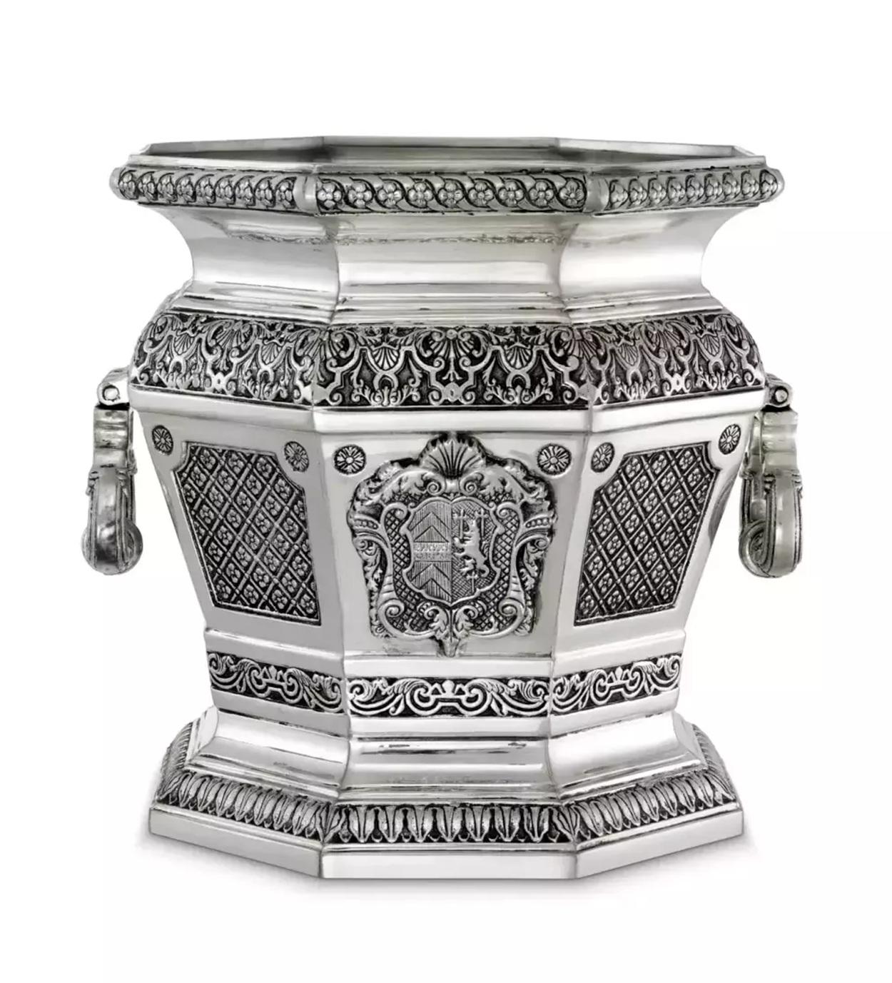 Pair Wine Cooler Walpole, inspired by a pair of silver wine coolers (1716/17) made in the French style by William Lukin I (British, active 1699– ca.1755) for Britain’s first prime minister, Sir Robert Walpole.

These contemporary interpretation of