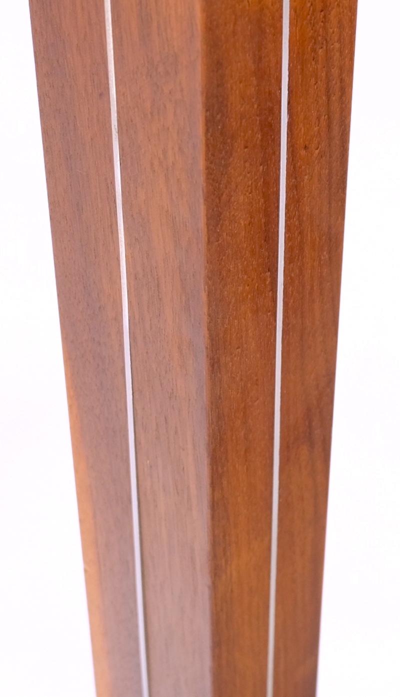 Pair Walter Von Nessen for Nessen Studios Walnut Inlaid Chrome Tower Table Lamp For Sale 1