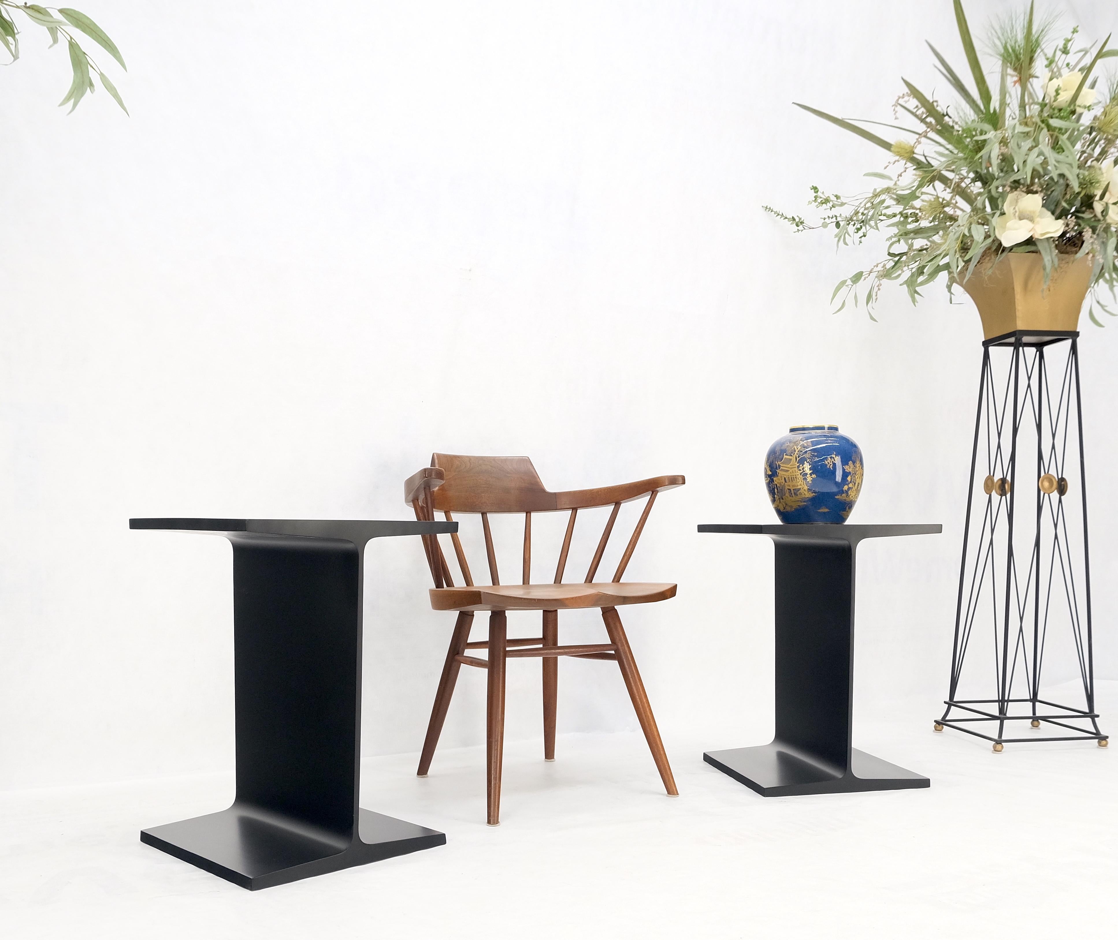20th Century Pair Ward Bennet Black Enamel i Beam End Side Occasional Tables Stands Mint For Sale