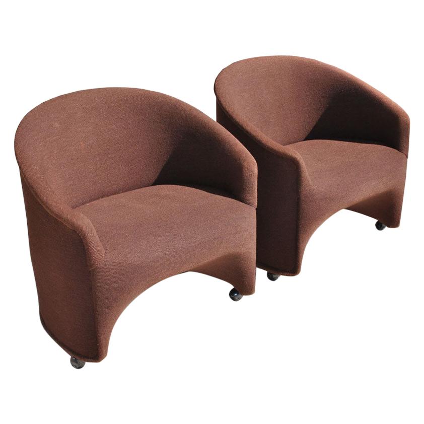 Pair of Ward Bennett Barrel Lounge Chairs