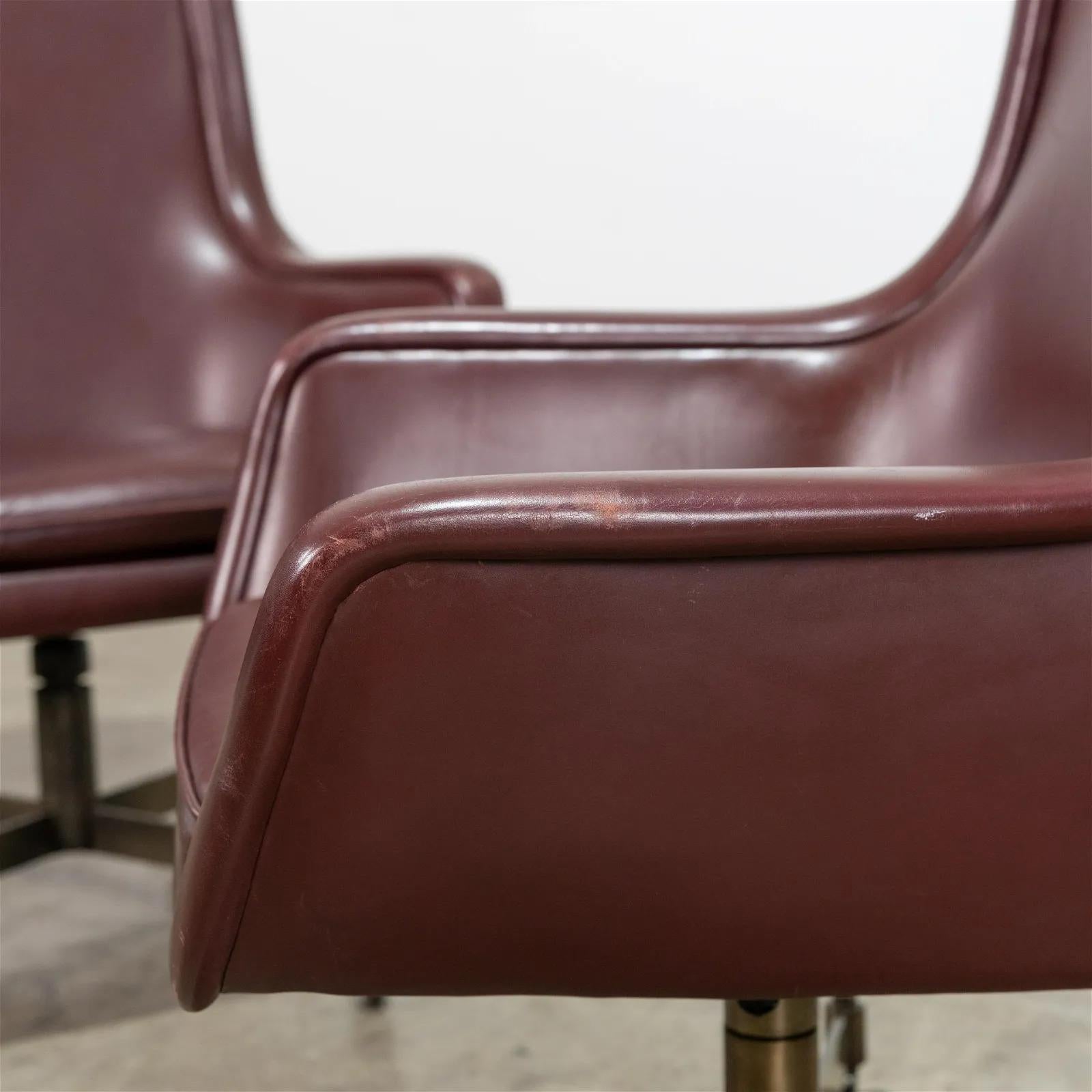 Modern  Ward Bennett Pair Leather Chairs for Brickell Associates