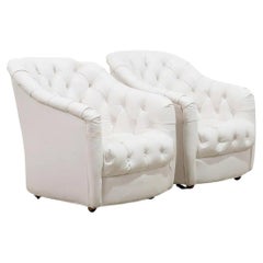 Pair Ward Bennett Tufted Lounge Chairs