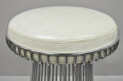 Pair of Warren Platner Style Mid-Century Modern Chrome Wire Frame Bar Stools