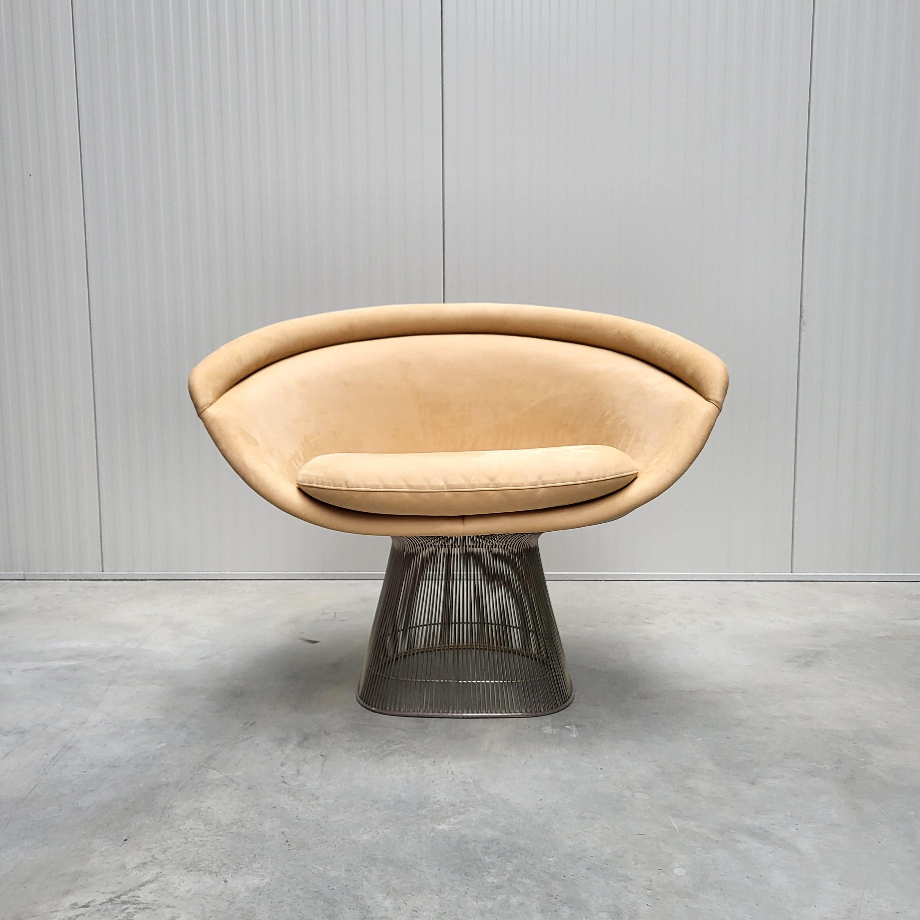 Paire de chaises longues Warren Platner Wire pour Knoll Ultra Suede, années 2000 Bon état - En vente à Aachen, NW