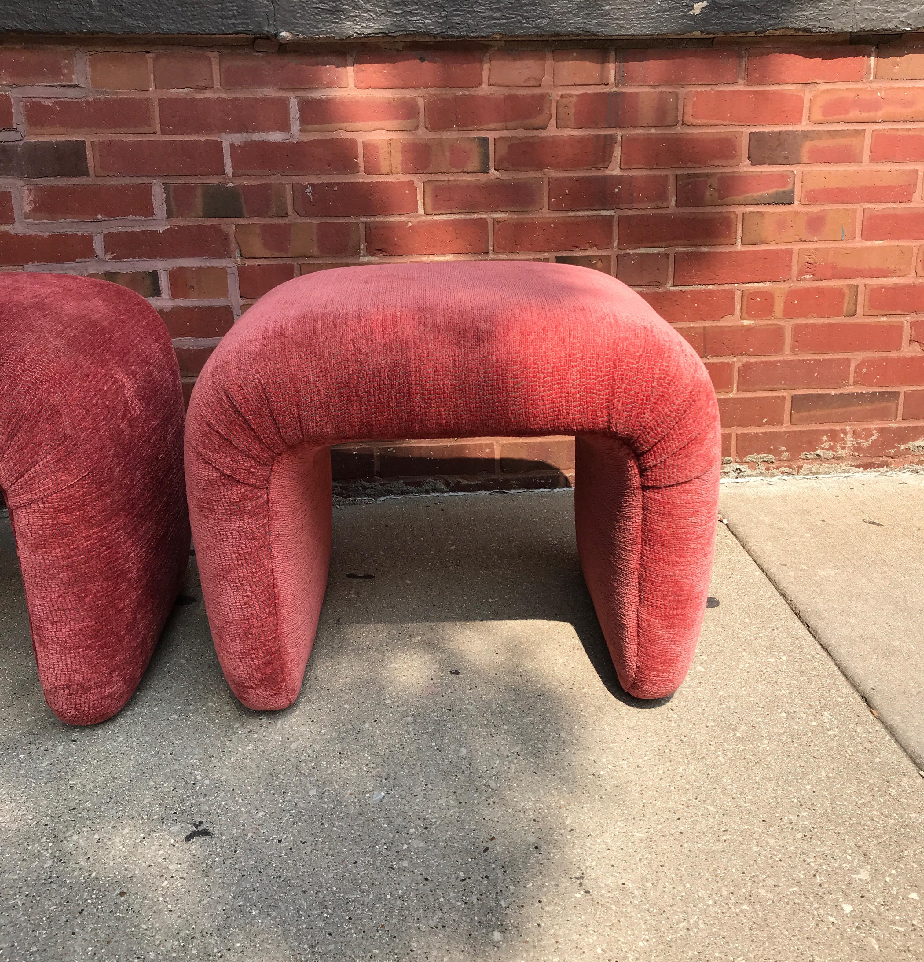 Pair of sculptural waterfall poufs by Directional.