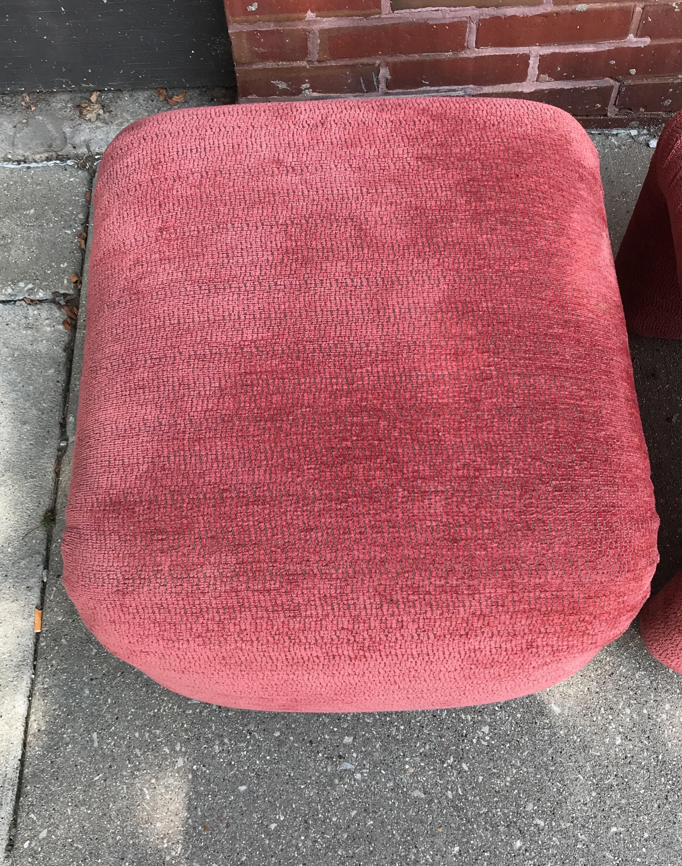 Mid-Century Modern Pair of Waterfall Ottoman by Directional