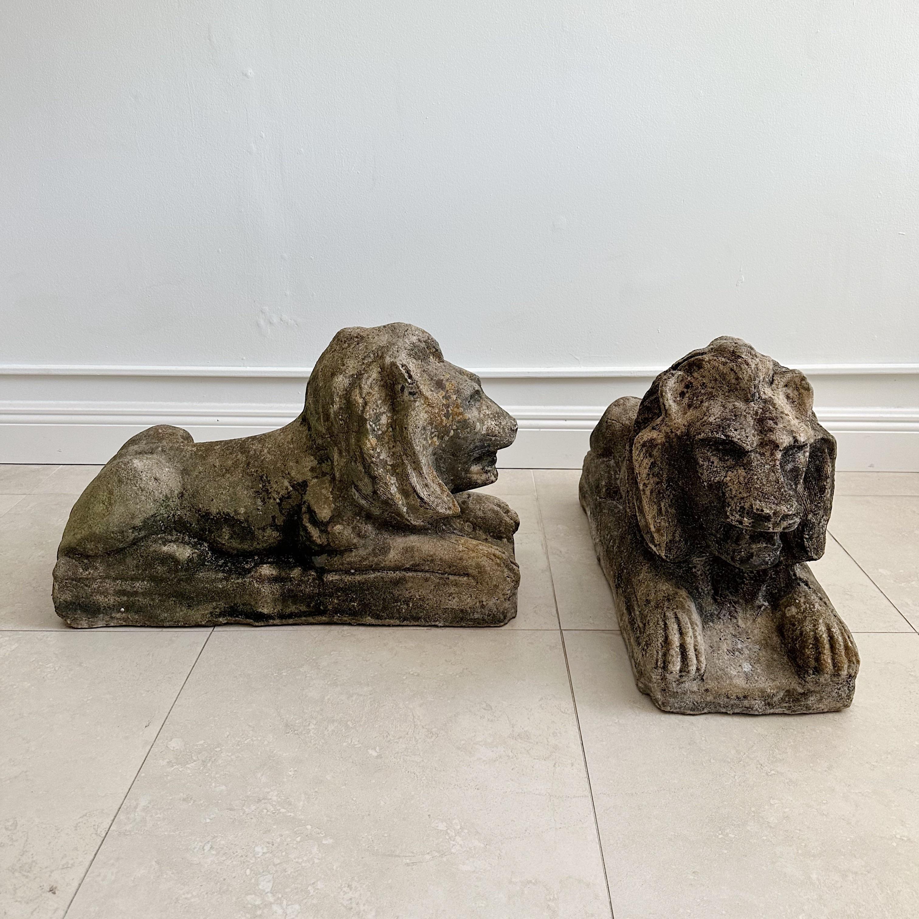 cement lion statues
