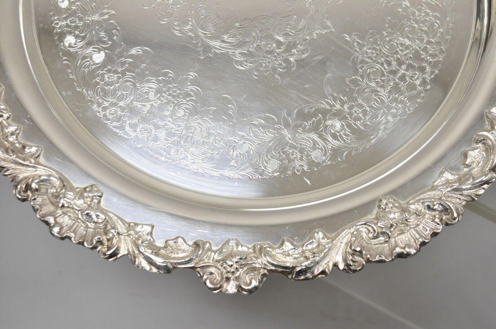 Pair Webster Wilcox International Silver Plated 16” Round Serving Platter Tray For Sale 2