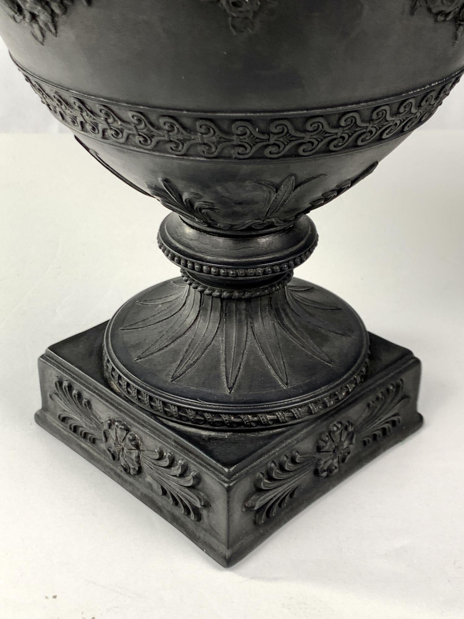 Pair Wedgwood Black Basalt Urn Neoclassical Made in England Circa 1840 4