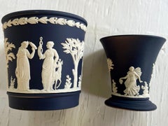 Pair Wedgwood Blue and White Jasperware Desk Accessories