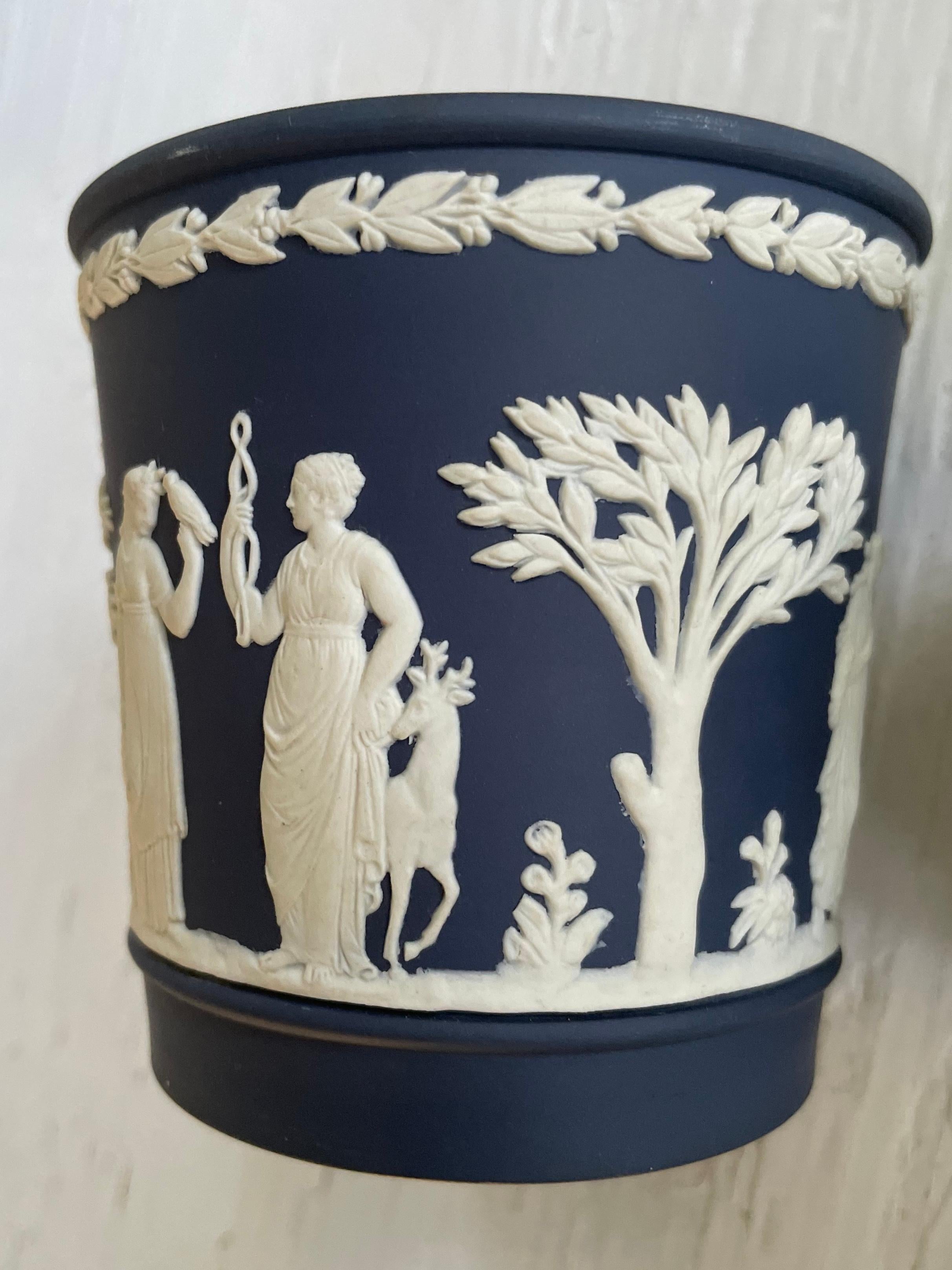 Neoclassical Pair Wedgwood Blue and White Jasperware Desk Accessories For Sale