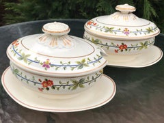 Pair of Wedgwood Creamware Floral Banded Sauceboats