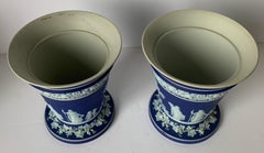 Pair of Wedgwood Dark Blue and White Vases