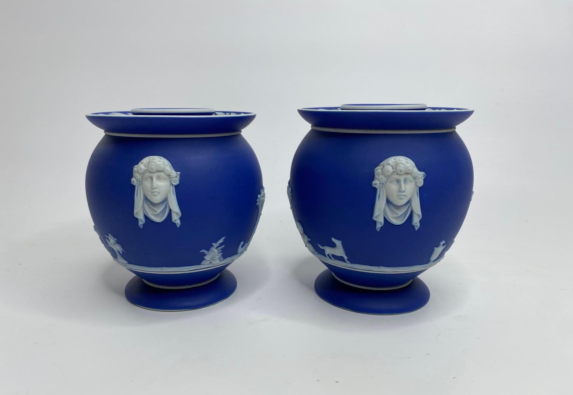 Classical Roman Pair Wedgwood jasperware Fumigators, c. 1860.