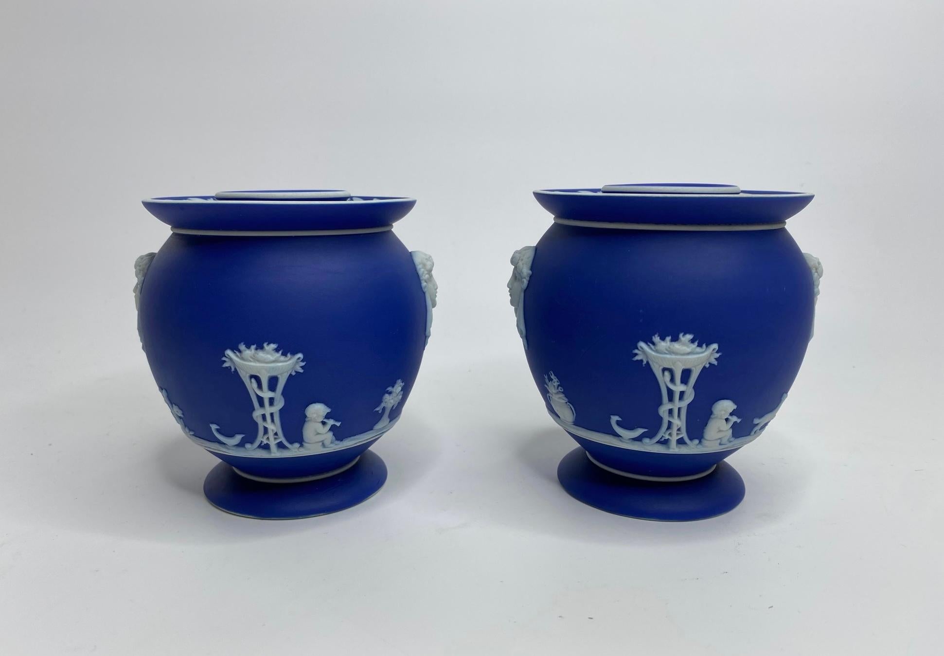 English Pair Wedgwood jasperware Fumigators, c. 1860.
