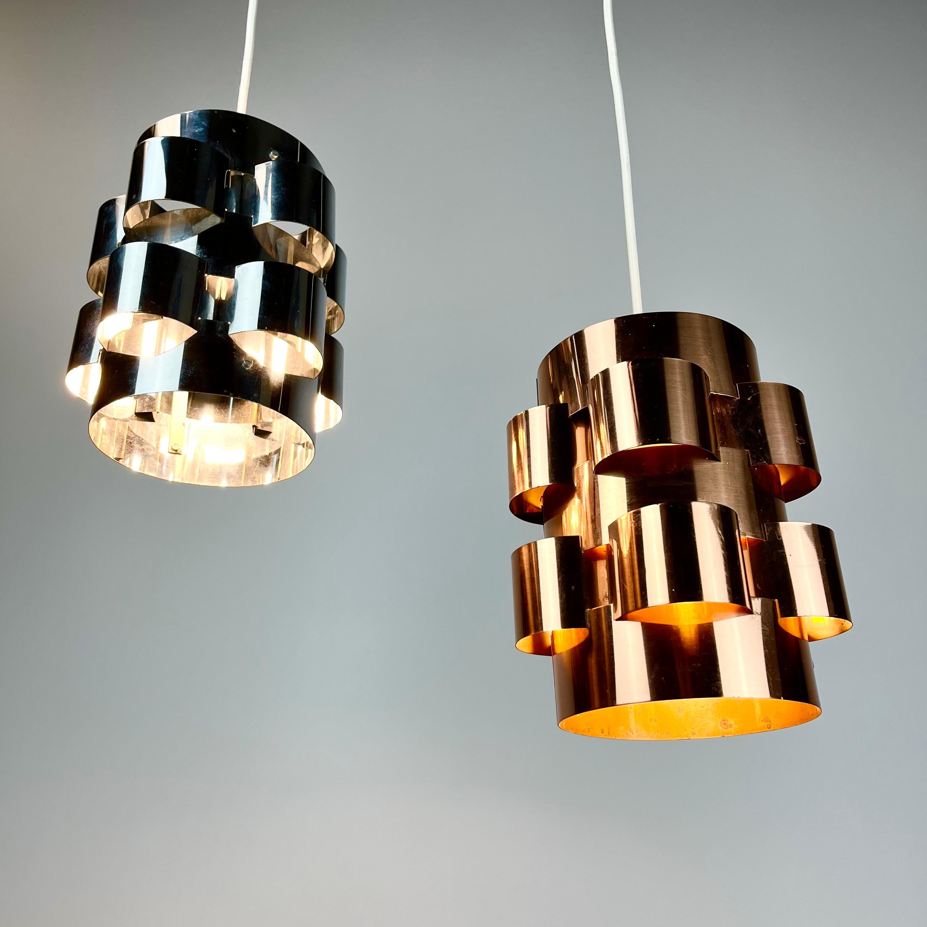 Pair Werner Schou Coronell Elektro Danish Mid Century Lamp Shades Ceiling Lights 1