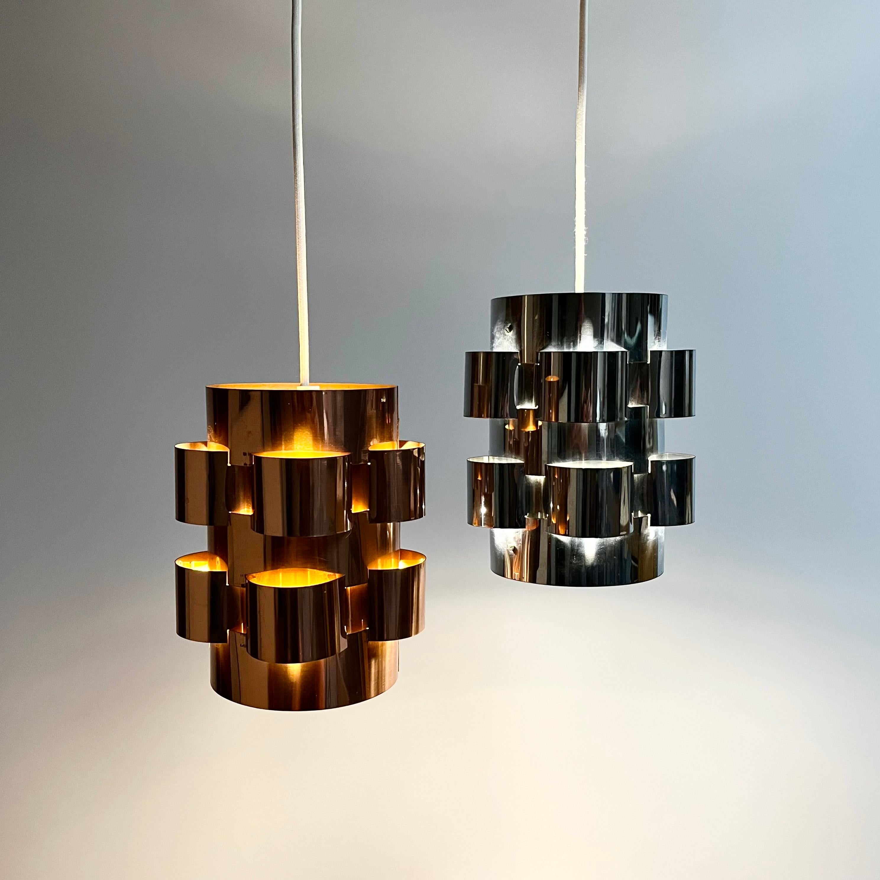 Pair Werner Schou Coronell Elektro Danish Mid Century Lamp Shades Ceiling Lights 3