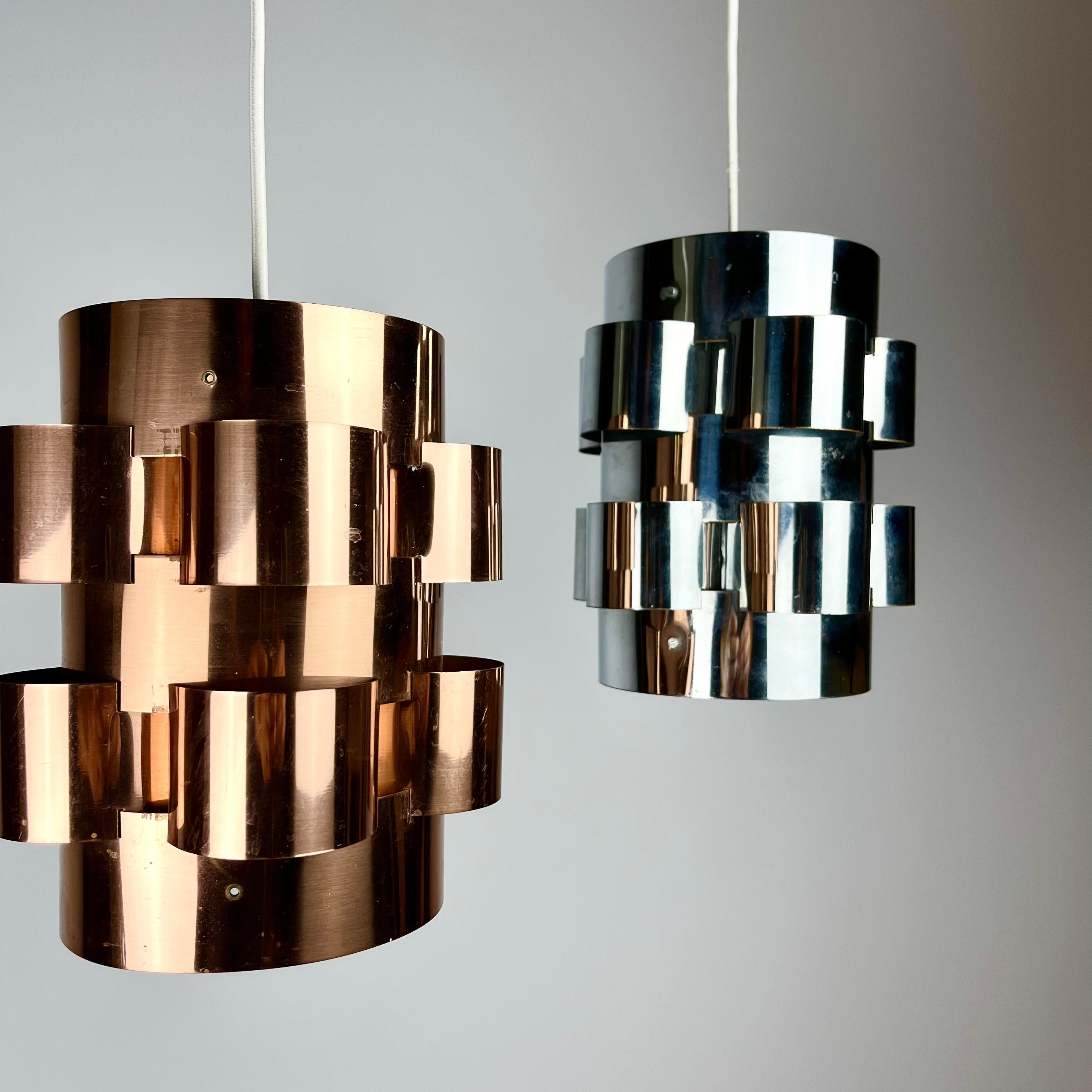 Pair Werner Schou Coronell Elektro Danish Mid Century Lamp Shades Ceiling Lights 4
