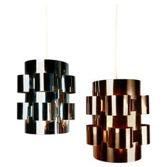 Pair Werner Schou Coronell Elektro Danish Mid Century Lamp Shades Ceiling Lights