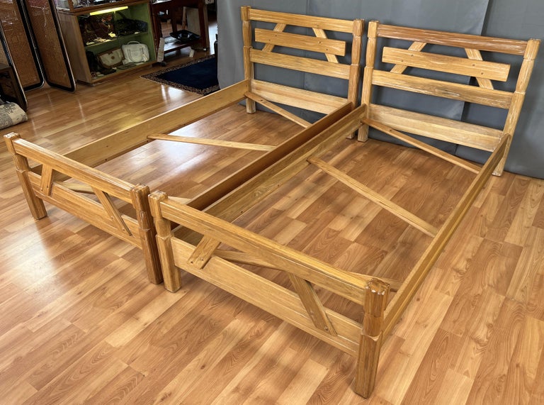 A Brandt Ranch Oak Twin Bed Frames, Western Twin Bed Frame