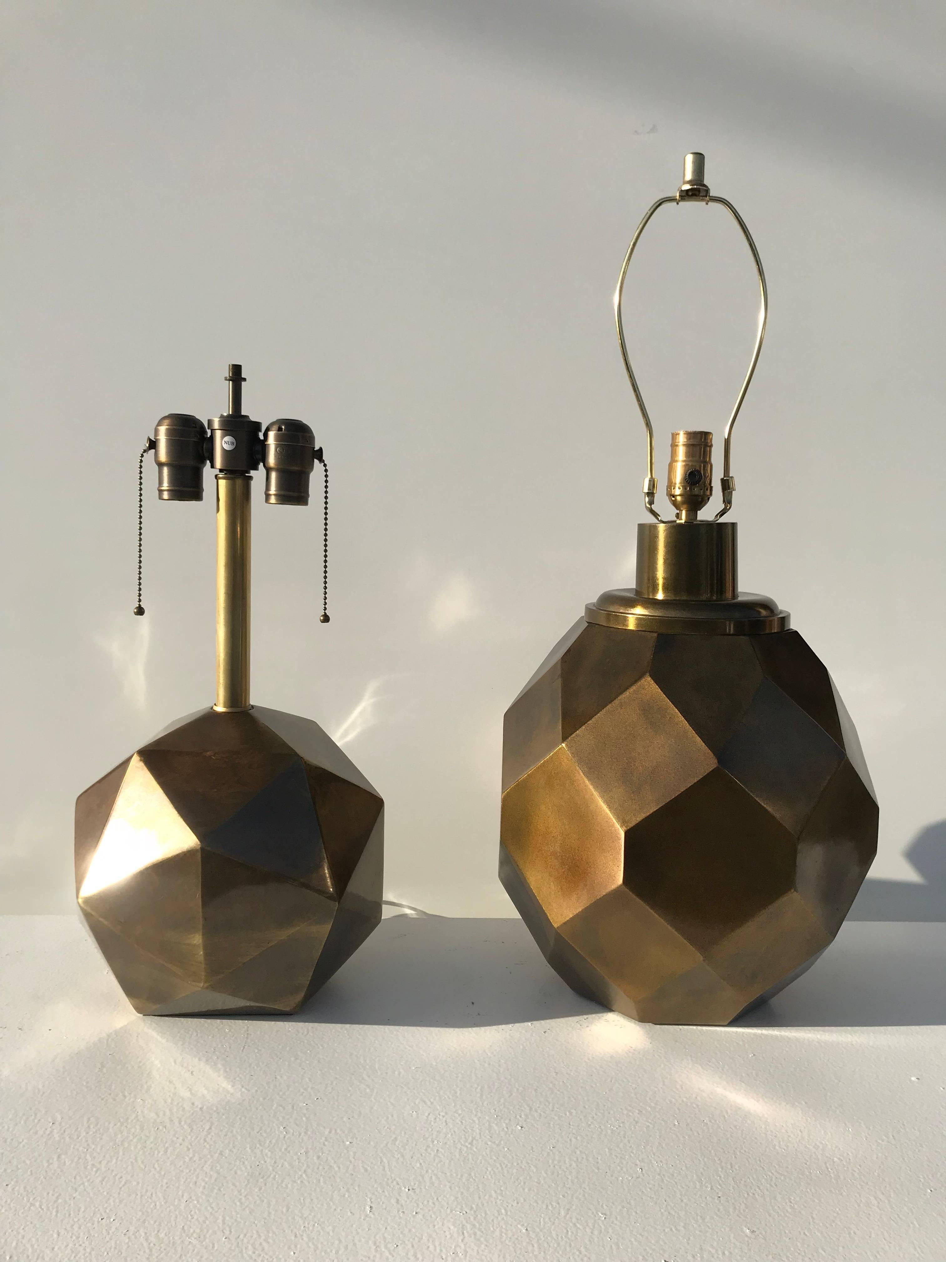 Pair of Westwood Industries Antique Bronzed Faceted Lamps 6