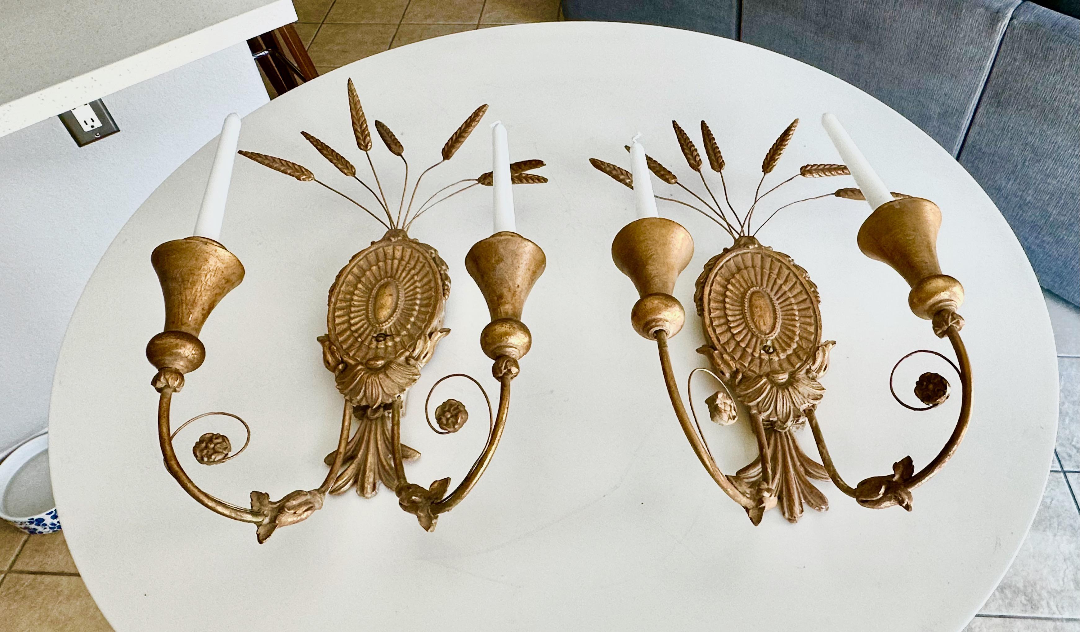 Pareja de candelabros de gavilla de trigo en Bueno estado para la venta en Palm Springs, CA
