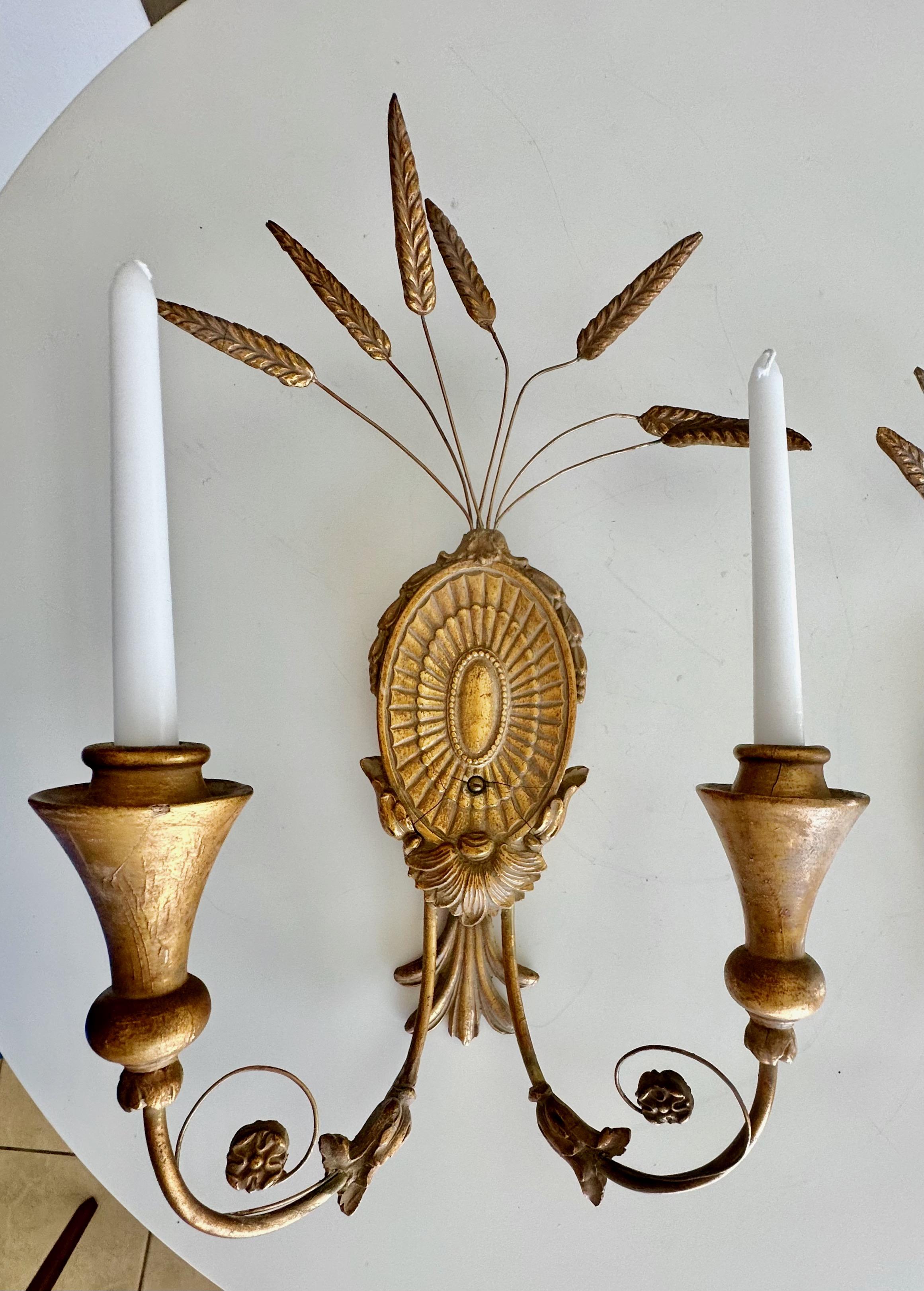 Pareja de candelabros de gavilla de trigo en venta 1