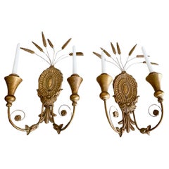 Paire d'appliques à bougies en gerbe de blé